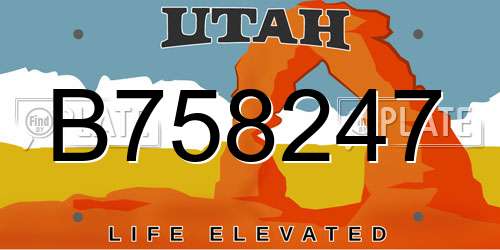 B758247 Utah License Plate