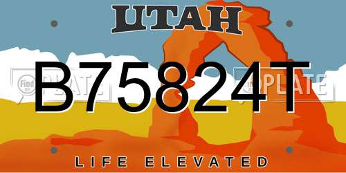 B75824T Utah License Plate