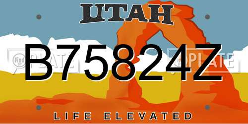 B75824Z Utah License Plate