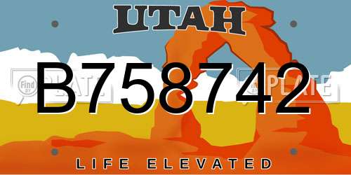 B758742 Utah License Plate