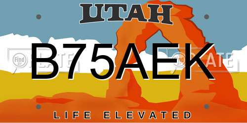 B75AEK Utah License Plate