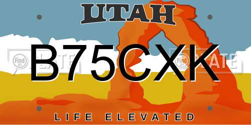 B75CXK Utah License Plate