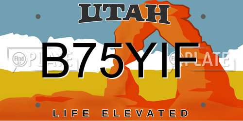 B75YIF Utah License Plate