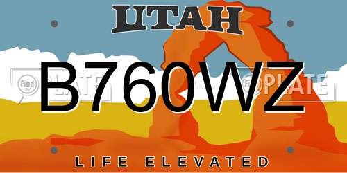 B760WZ Utah License Plate