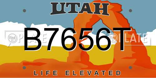 B7656T Utah License Plate