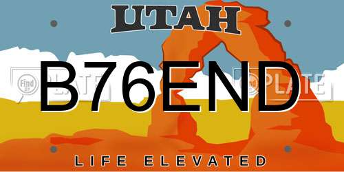 B76END Utah License Plate