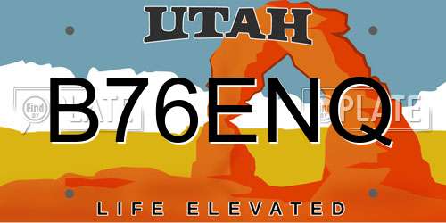 B76ENQ Utah License Plate