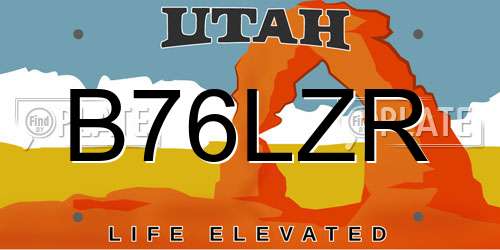 B76LZR Utah License Plate