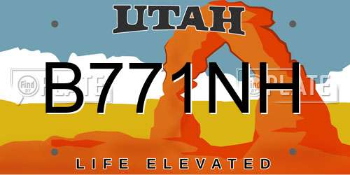 B771NH Utah License Plate