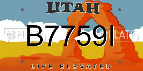 B7759I Utah License Plate
