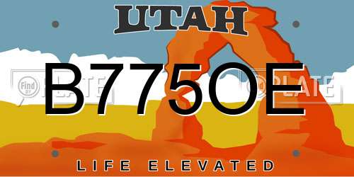 B775OE Utah License Plate