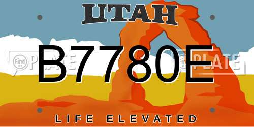 B7780E Utah License Plate