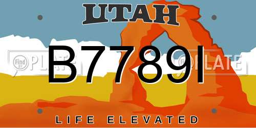 B7789I Utah License Plate