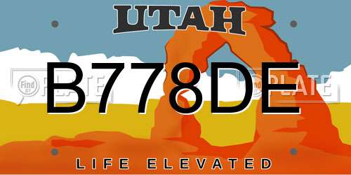 B778DE Utah License Plate
