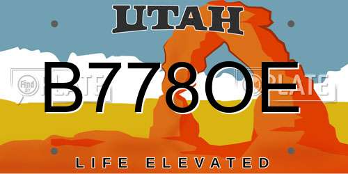 B778OE Utah License Plate