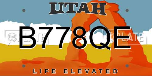 B778QE Utah License Plate