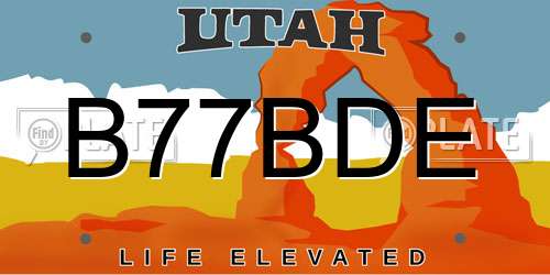 B77BDE Utah License Plate