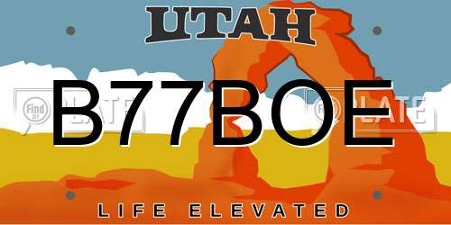 B77BOE Utah License Plate