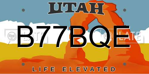 B77BQE Utah License Plate
