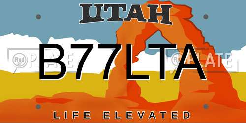 B77LTA Utah License Plate