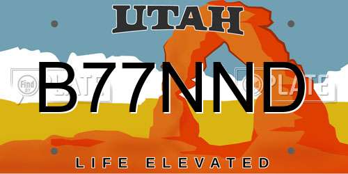 B77NND Utah License Plate