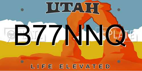 B77NNQ Utah License Plate