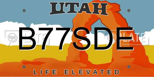 B77SDE Utah License Plate