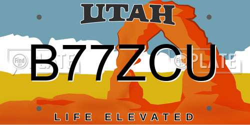 B77ZCU Utah License Plate