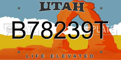 B78239T Utah License Plate