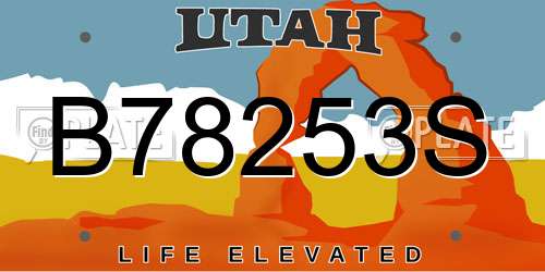 B78253S Utah License Plate