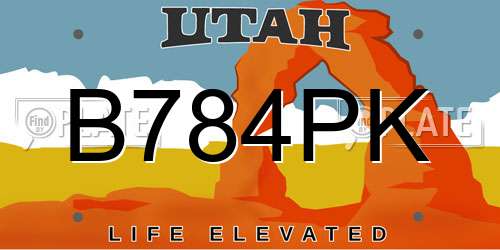 B784PK Utah License Plate
