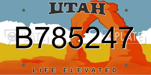 B785247 Utah License Plate