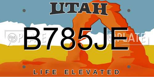 B785JE Utah License Plate