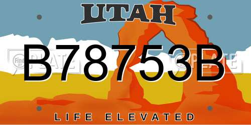 B78753B Utah License Plate