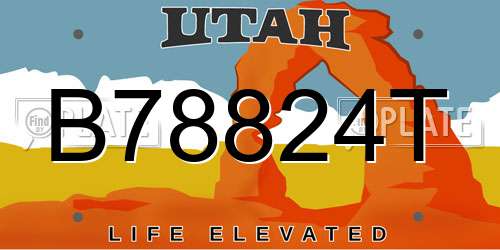 B78824T Utah License Plate
