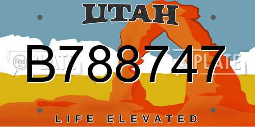 B788747 Utah License Plate