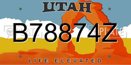 B78874Z Utah License Plate