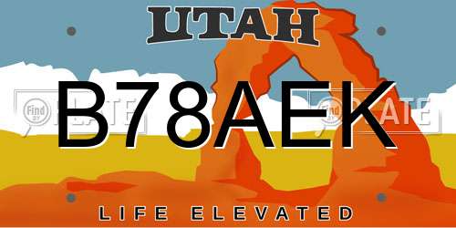 B78AEK Utah License Plate