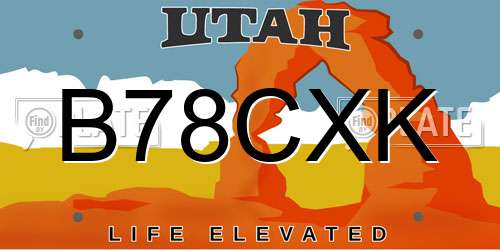 B78CXK Utah License Plate