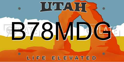 B78MDG Utah License Plate