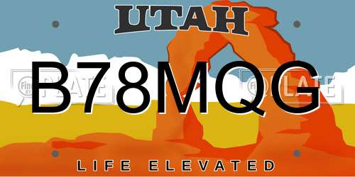 B78MQG Utah License Plate