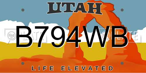 B794WB Utah License Plate