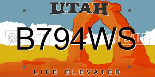 B794WS Utah License Plate