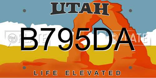 B795DA Utah License Plate