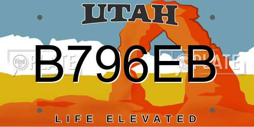 B796EB Utah License Plate