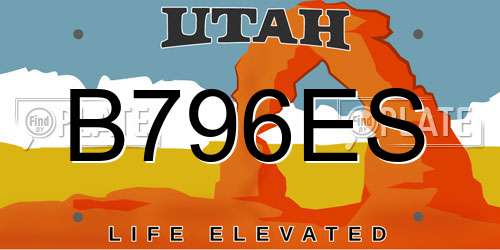 B796ES Utah License Plate