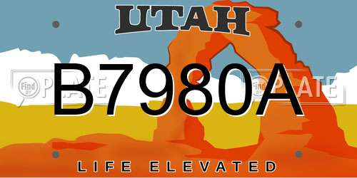 B7980A Utah License Plate
