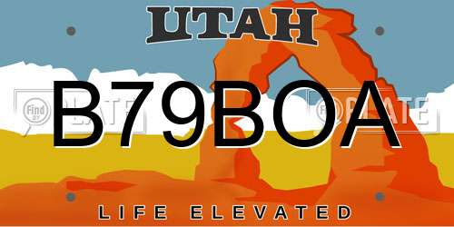B79BOA Utah License Plate