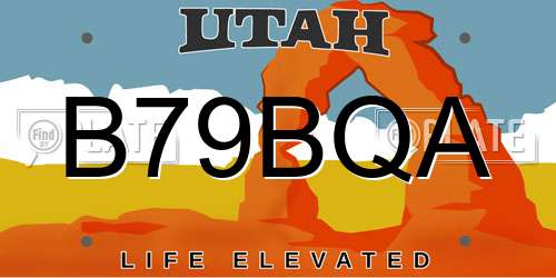 B79BQA Utah License Plate