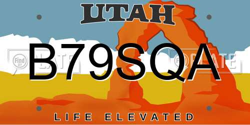 B79SQA Utah License Plate